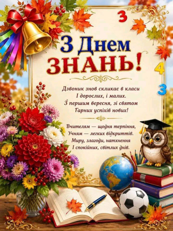 Листівка з Днем знань: вітання з 1 вересня