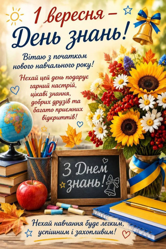 Листівка з 1 вересня: привітання з Днем знань