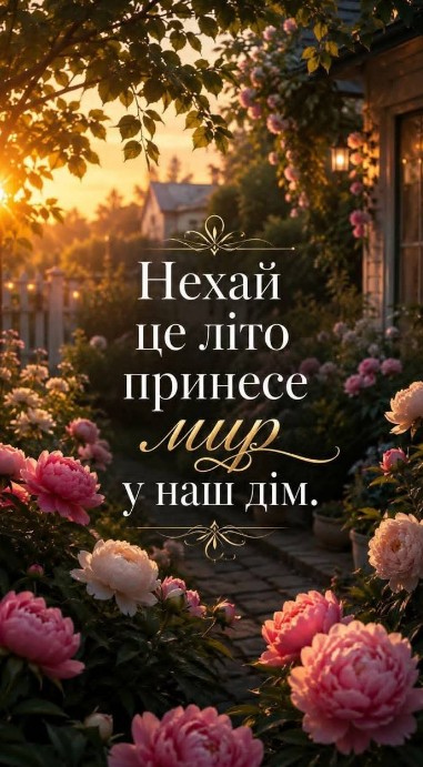 Листівка з побажанням миру та літніми квітами