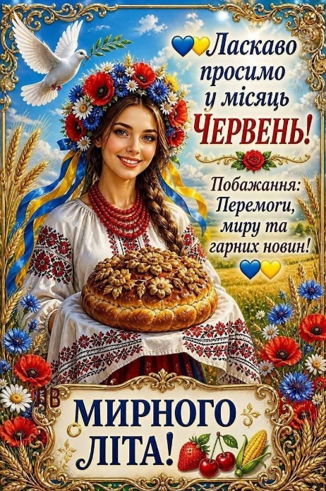 Листівка з привітанням: Ласкаво просимо у червень