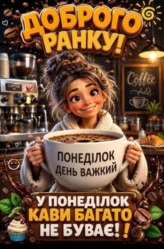 Листівка Доброго ранку: Понеділок — день важкий