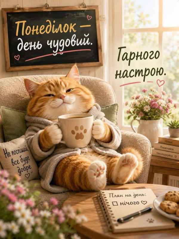 Милий рудий котик у халаті п