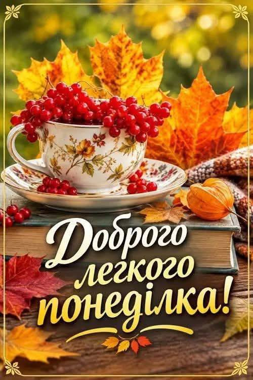 Листівка Доброго легкого понеділка з осінніми мотивами