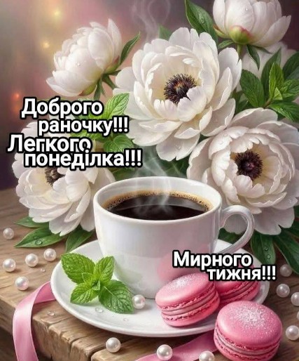 Листівка з побажанням,  доброго ранку! Легкого понеділка!