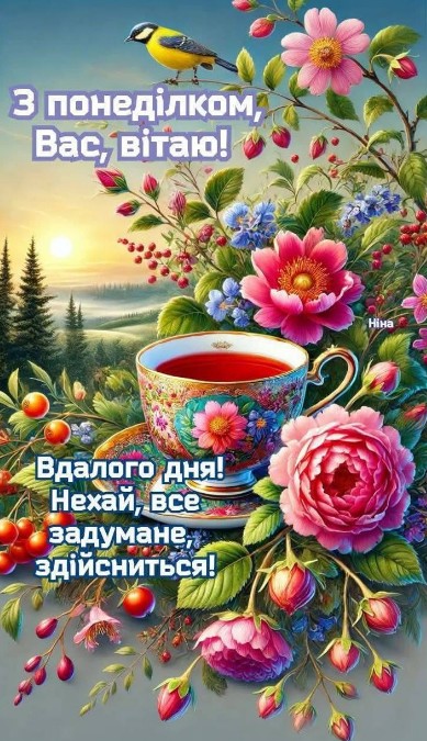 Листівка з понеділком та побажанням гарного дня