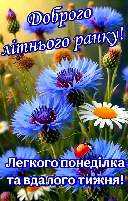Листівка Доброго літнього ранку та вдалого понеділка