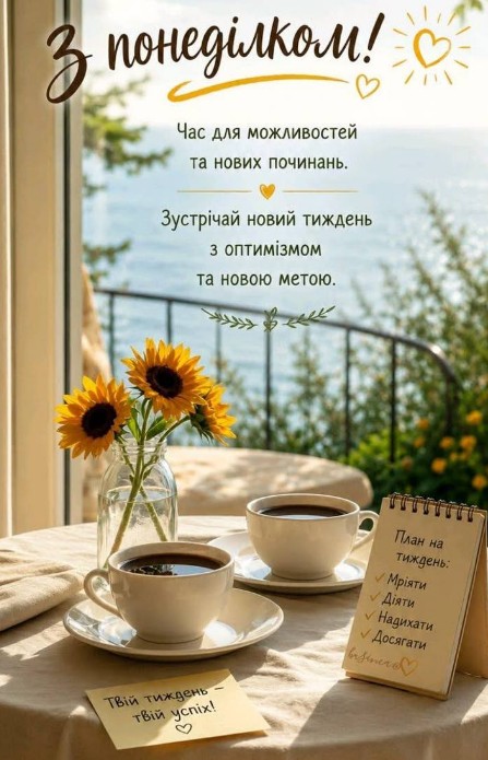 З понеділком: натхнення, кава та соняшники