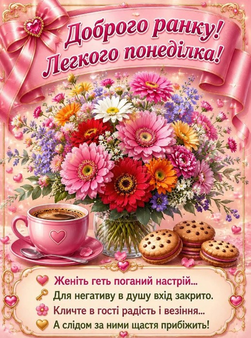 Доброго ранку та легкого понеділка