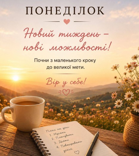 Понеділок — нові можливості
