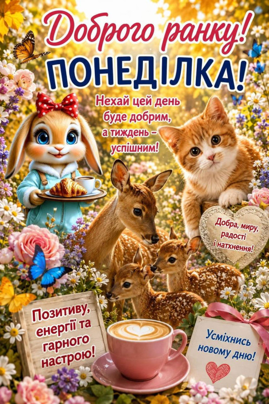 Листівка Доброго ранку понеділка 
