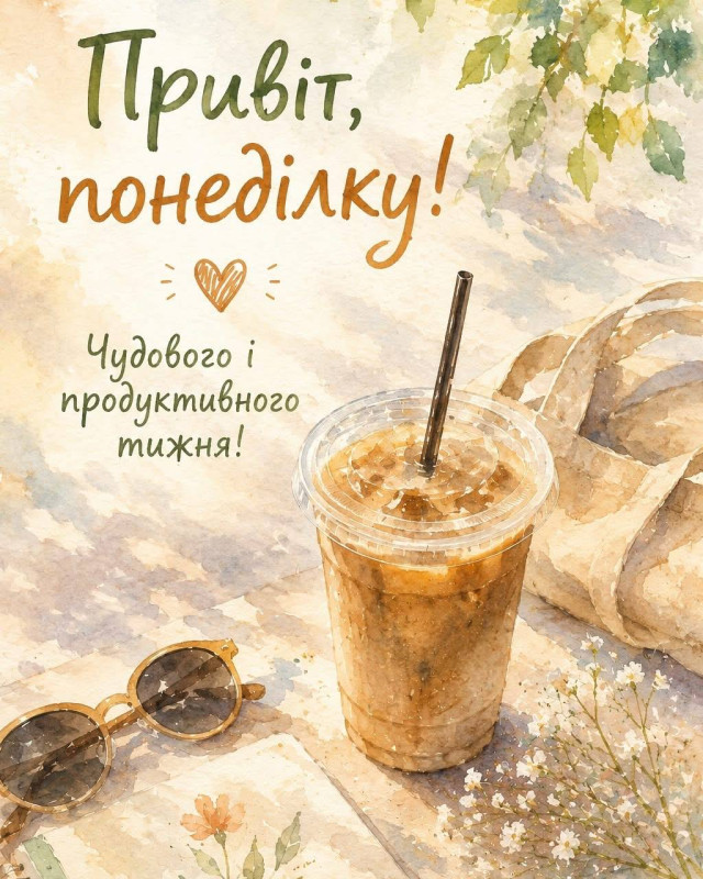 Листівка Привіт понеділок — побажання гарного тижня