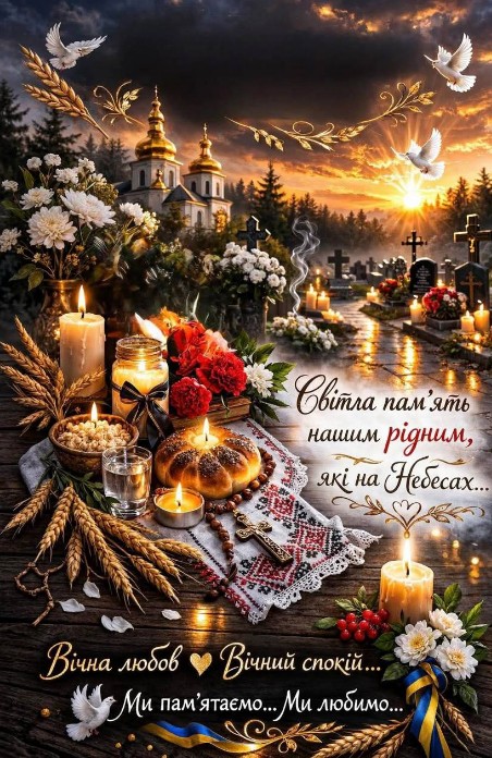 Листівка Світла пам'ять рідним на Небесах 