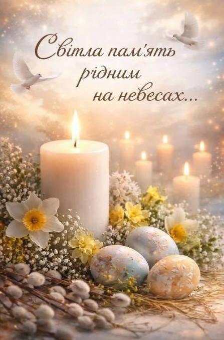 Листівка Світла пам'ять рідним на небесах — пам'ятна картинка