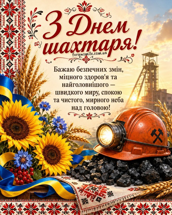 Листівка з Днем шахтаря: гарне привітання