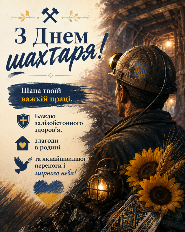 Вітальна листівка З Днем шахтаря 