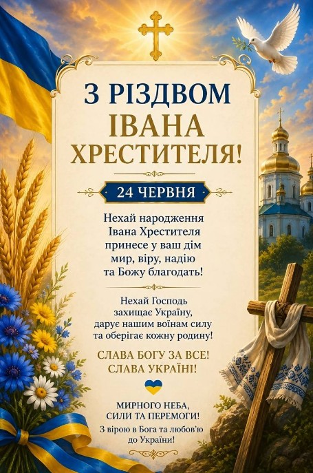 З Різдвом Івана Хрестителя — патріотичне привітання