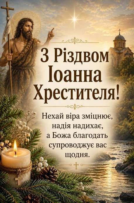 З Різдвом Іоана Хрестителя: привітання та побажання