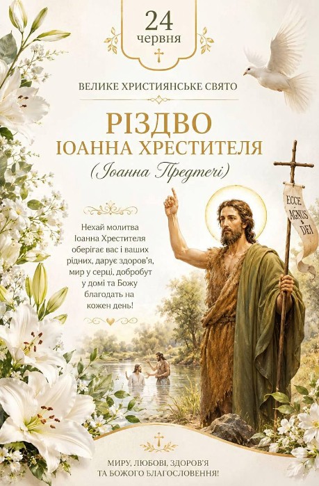 Листівка до Різдва Іоанна Хрестителя 24 червня