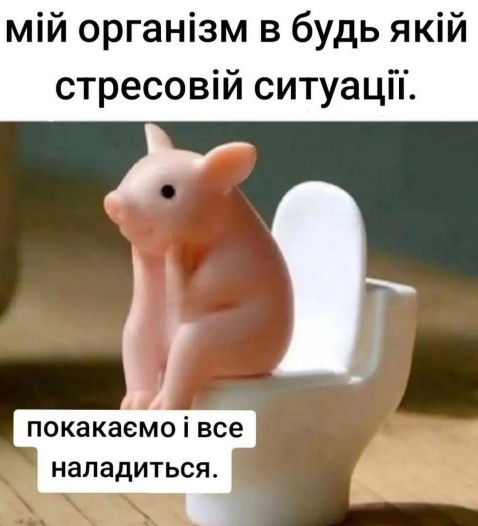 Листівка з мемом Мій організм у стресовій ситуації