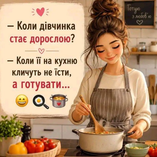 Листівка з гумором Коли дівчинка стає дорослою