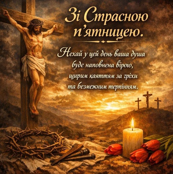 Листівка зі Страсною п'ятницею, привітання та побажання