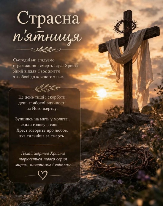 Листівка на Страсну п'ятницю, зворушливе привітання