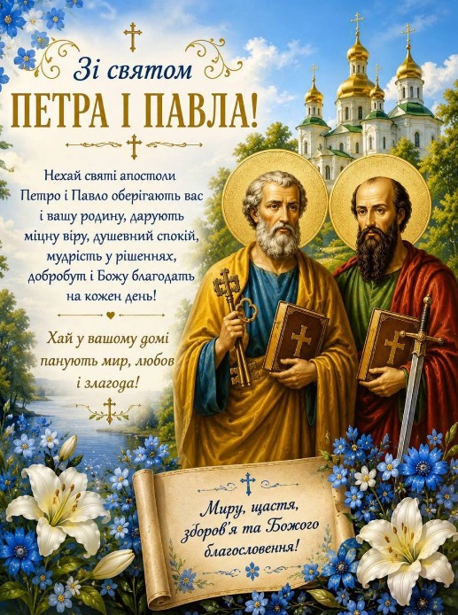 Листівка на день Петра і Павла 
