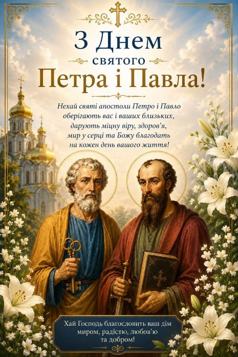 Листівка на День святих Петра і Павла 