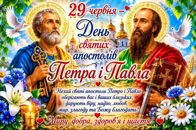 Листівка на День святих апостолів Петра і Павла 29 червня