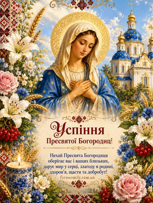 Вітаю з великим святом! З Успінням Пресвятої Богородиці! 