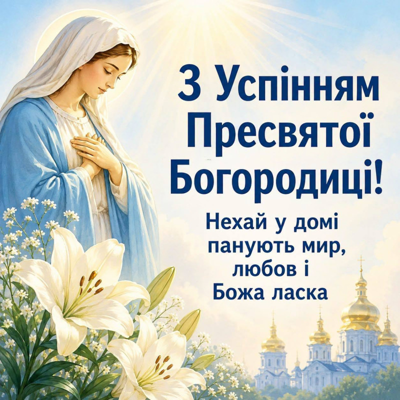 Листівка на Успіння Пресвятої Богородиці