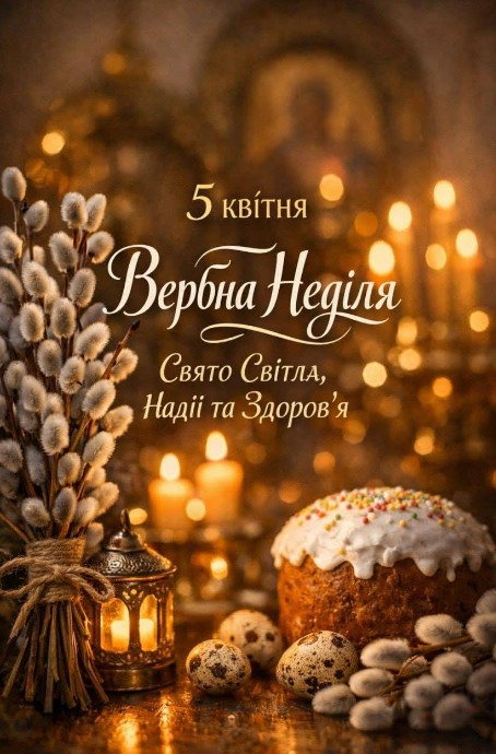 Вітальна листівка на Вербну неділю