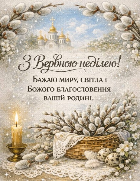 Листівка з Вербною неділею: красиві вітання та побажання