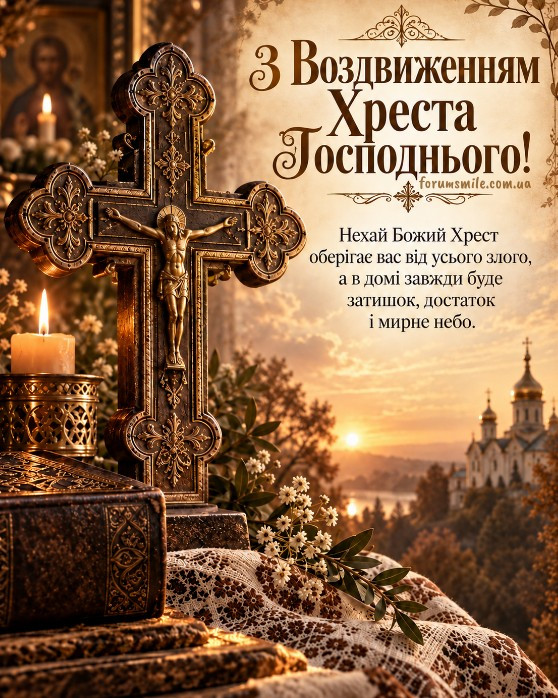 Листівка з Воздвиженням Чесного Хреста Господнього