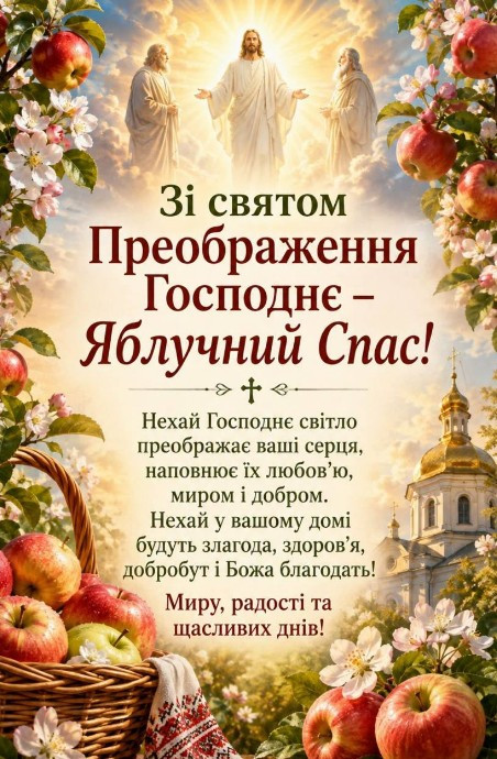 Листівка з Преображенням Господнім — Яблучний Спас