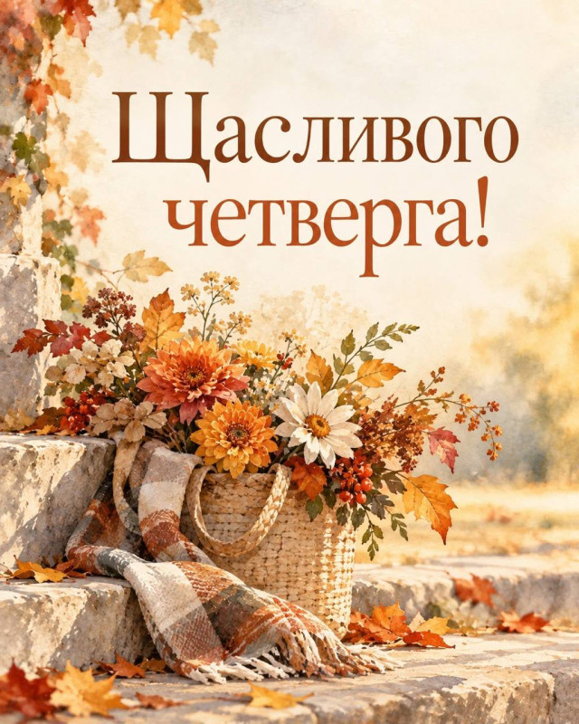Листівка з побажанням Щасливого четверга — Осіння тематика