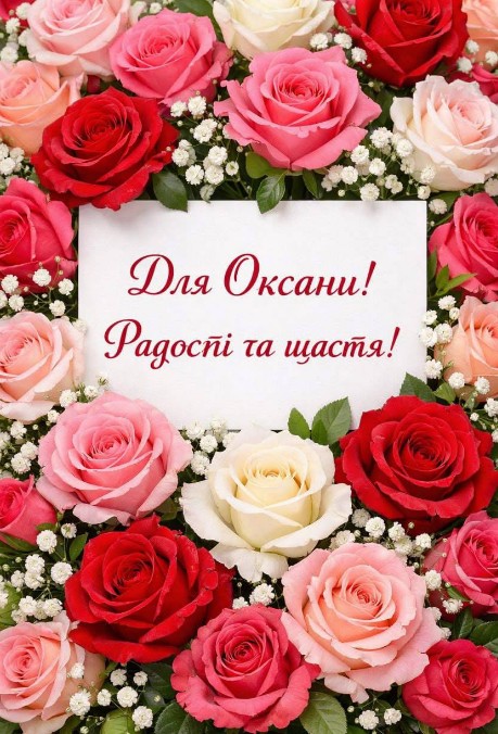 Привітання з Днем Ангела Оксани!
