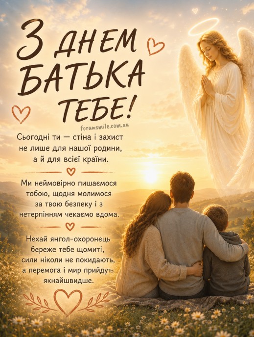 Листівка з Днем батька для захисника — зворушливе привітання