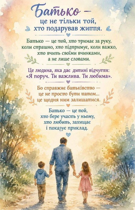 Листівка Батько — це не тільки той, хто подарував життя