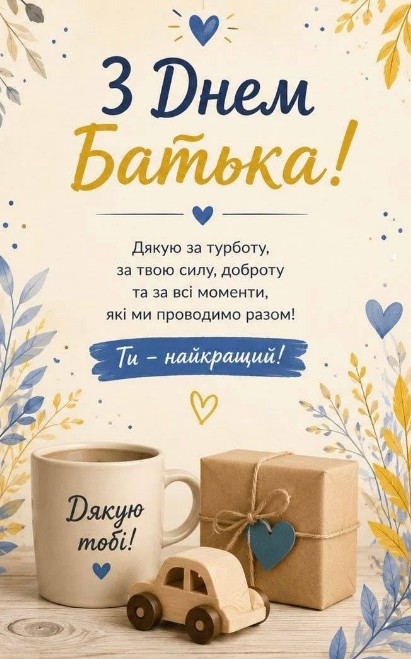 З теплими словами вдячності для найкращого тата, з днем батька!