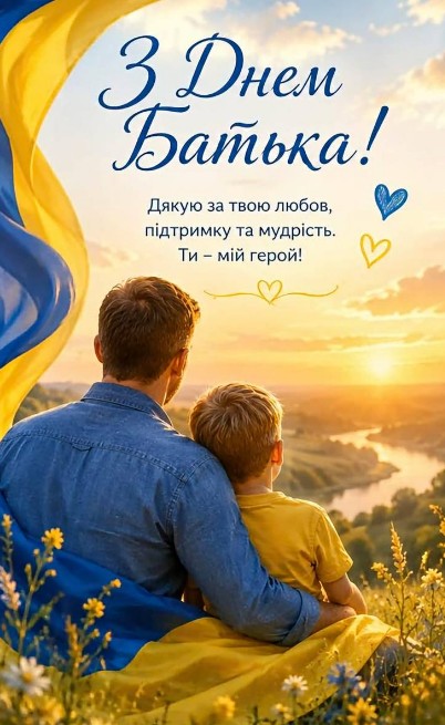 З Днем батька з українським прапором