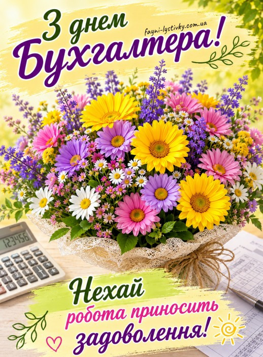 З Днем бухгалтера: квіти та калькулятор