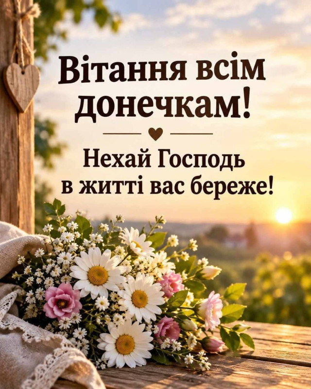Вітання всім донечкам та букетом ромашок на фоні заходу сонця
