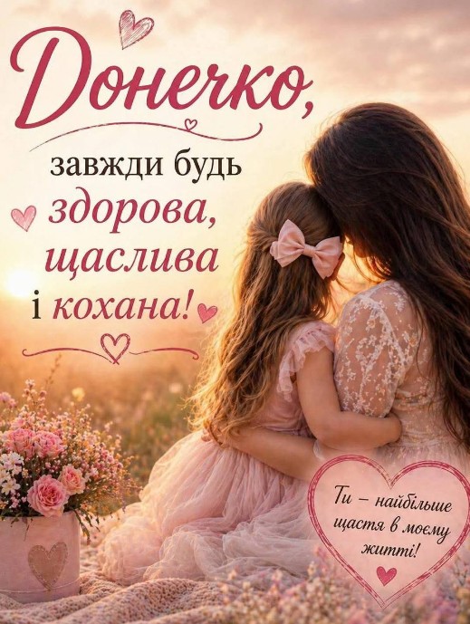 Листівка донечці: зворушливе привітання з ніжними словами