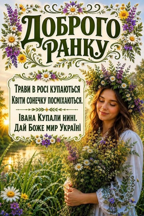 Листівка Доброго ранку на Івана Купала: гарне привітання