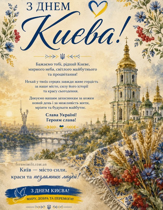 Вітальна листівка з Днем Києва: красиві привітання