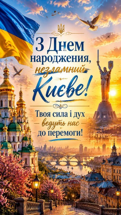 Листівка З Днем народження, незламний Києве! Патріотична