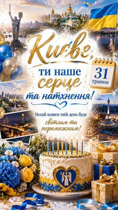 Вітальна листівка з Днем Києва: красиве привітання зі святом