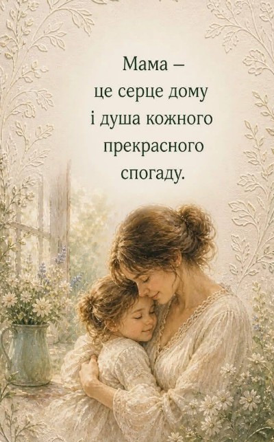 Листівка для мами з ніжним малюнком та зворушливим написом
