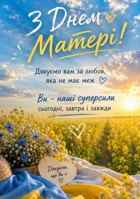 Листівка до Дня матері, привітання 